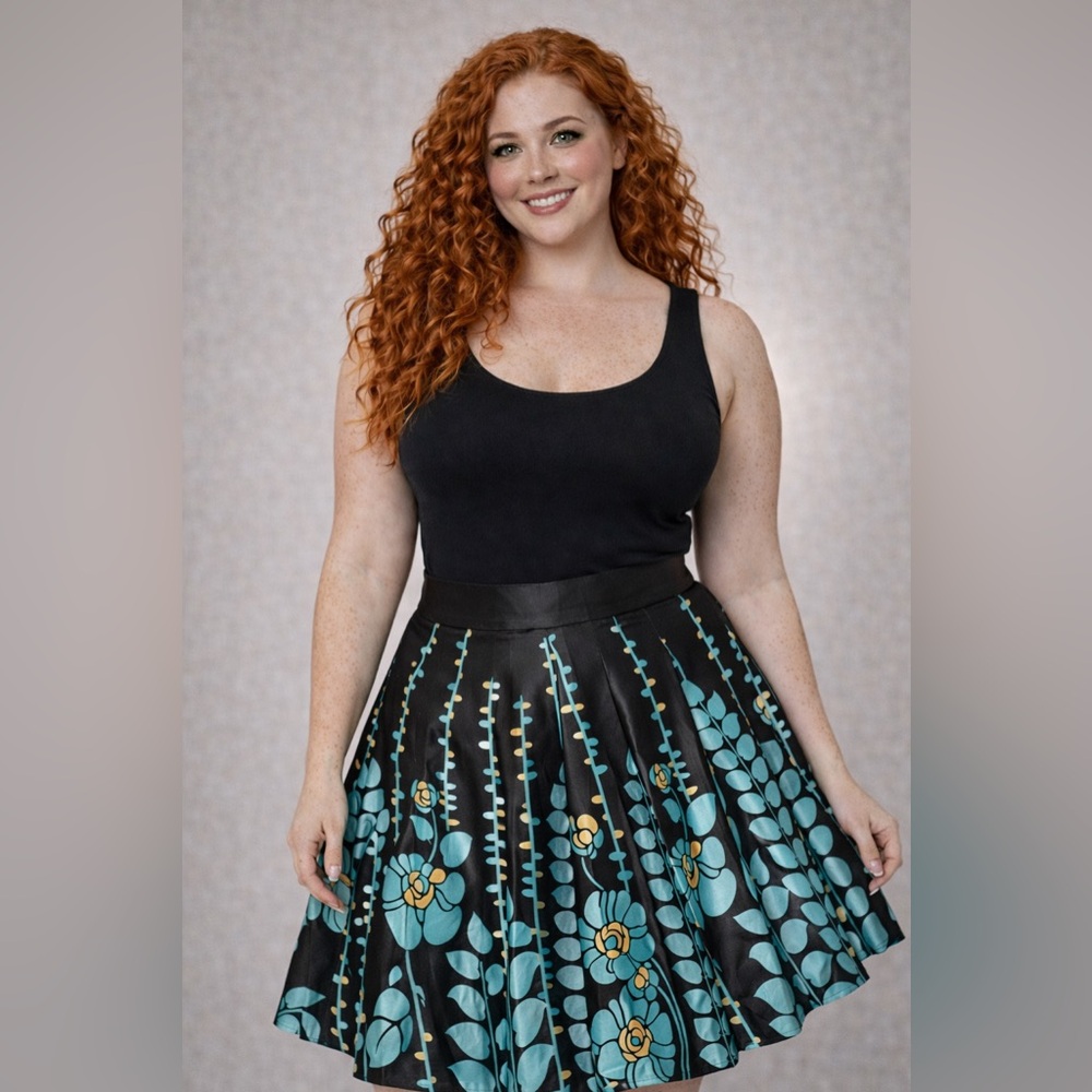 🧚🏻♀️ Mossimo teal and black a-line skirt size 4 - Picture 1 of 6